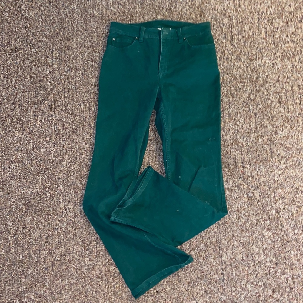 Straight legged green Denim jeans